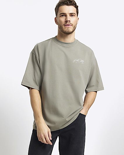 Khaki oversized fit graphic t-shirt
