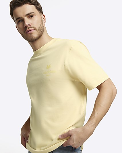 Yellow regular fit embroidered t-shirt