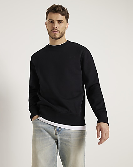 Black regular fit loopback sweatshirt
