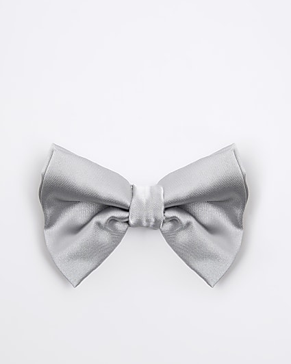 Grey sateen bow tie