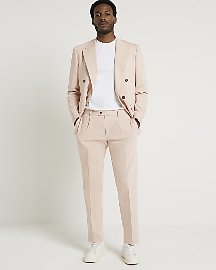 Pink slim fit suit trousers