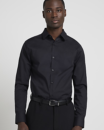 Black slim fit smart shirt