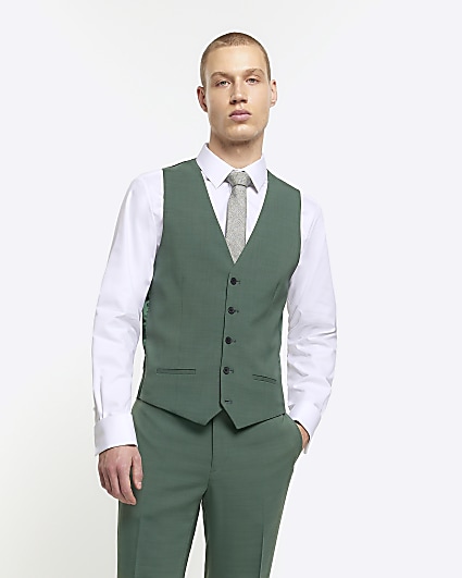 Green slim fit waistcoat