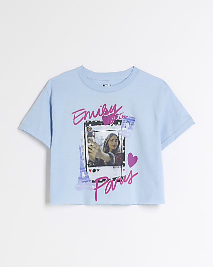 Girls blue Emily in Paris graphic t-shirt