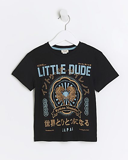 Mini boys black japanese t-shirt