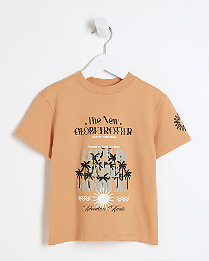 Mini boys coral embossed graphic t-shirt