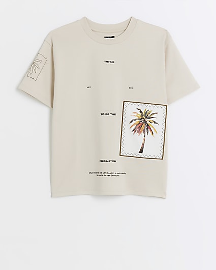Boys stone palm tree patch t-shirt