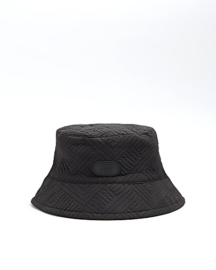 Boys Black Quilted Bucket Hat