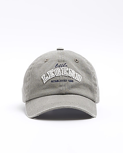 Mini Boys Grey Washed Embroidered Cap