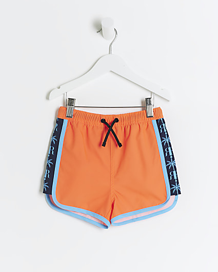 Mini Boys Coral Colour Block Swim Shorts