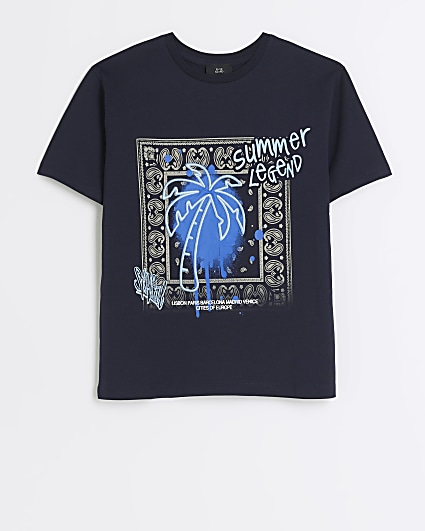 Boys navy Palm Tree Graphic T-Shirt