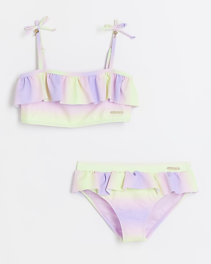 Girls purple ombre frill bikini set