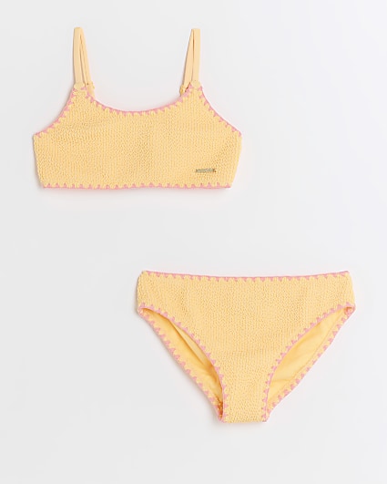 Girls orange stitch detail bikini set
