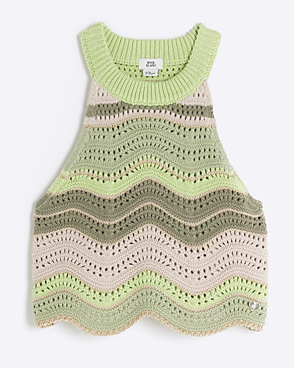 Girls green crochet tank top