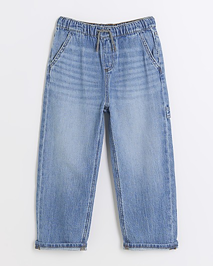 Blue elasticated baggy jeans