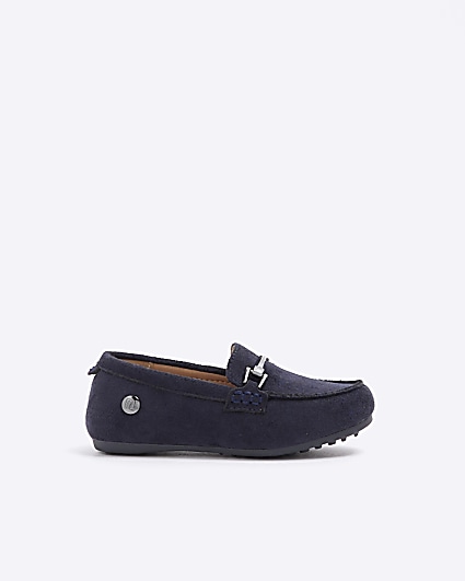 Mini boys navy chain loafers