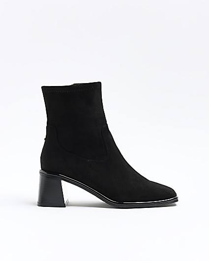 Black block heel ankle boots