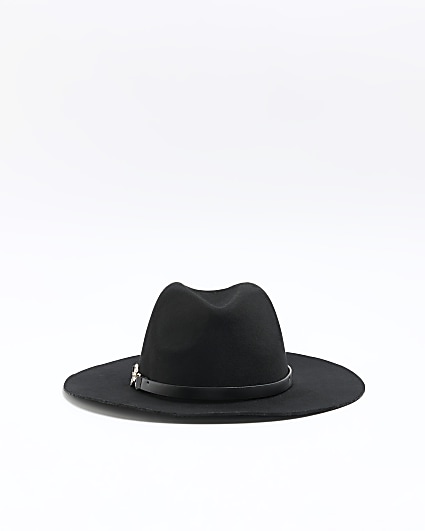 Black wool blend fedora hat