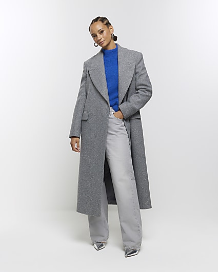 Grey studded longline coat