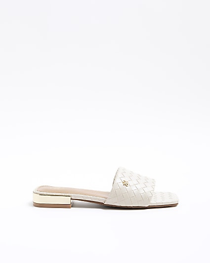 Cream Wide Fit Woven flat Sandal