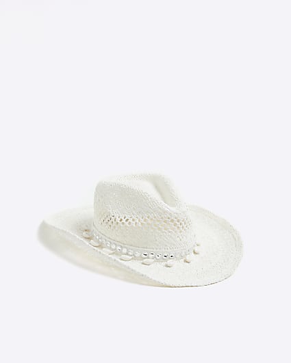 White Shell Cowboy Straw Hat
