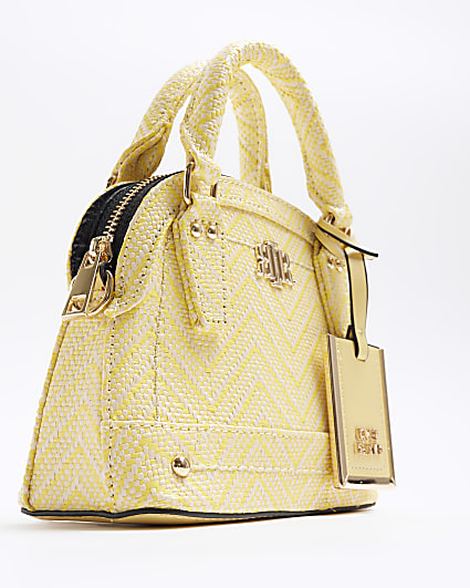 Yellow weave mini tote bag