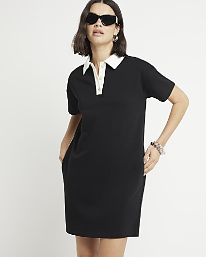 Black Polo T-Shirt Mini Dress