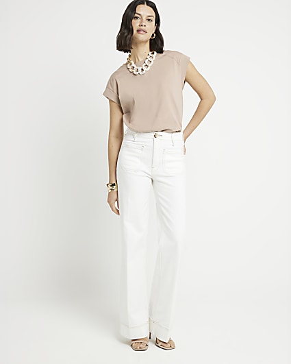 White relaxed wide fit jeans