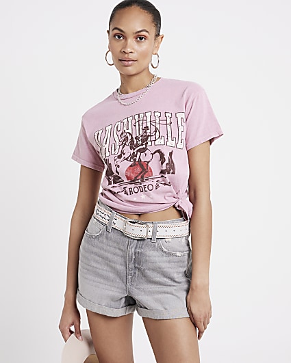 Pink Nashville graphic print t-shirt