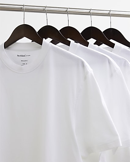 White Regular Fit Cotton Pack Of 5 T-Shirt