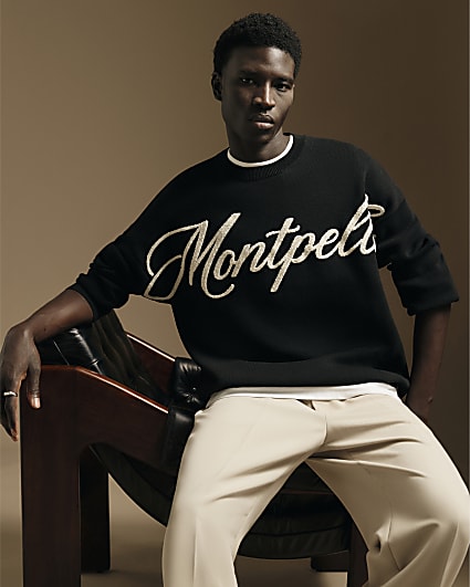 Black Oversized Fit Knit Montpellier Jumper