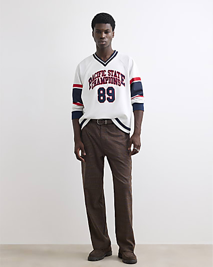Cream Oversized Fit Hockey Sweatshirt