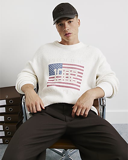 Beige Knit Prolific Regatta Crew Jumper