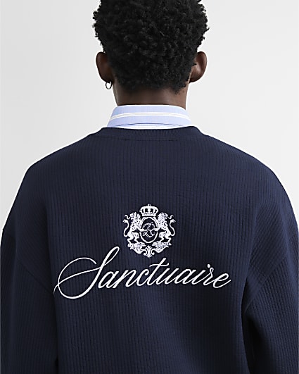 Navy Sanctuaire Quilted Sweatshirt