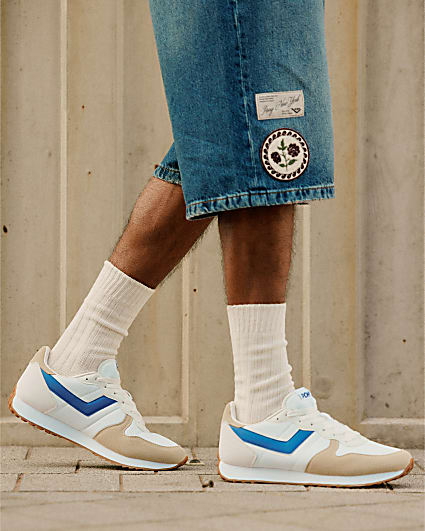 Blue Pony Leather Panel Runner Trainers