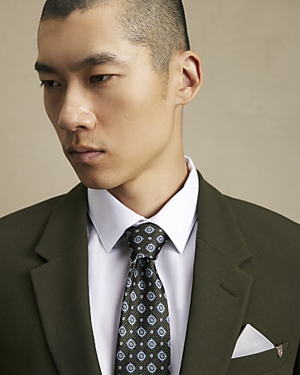 Green Geometric Jacquard Tie