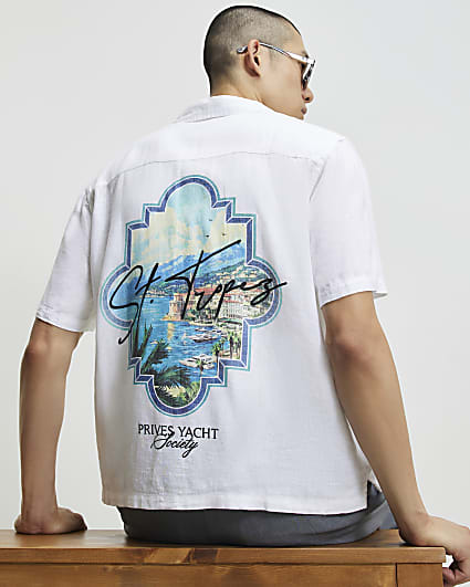 White Linen Blend St Tropez Shirt