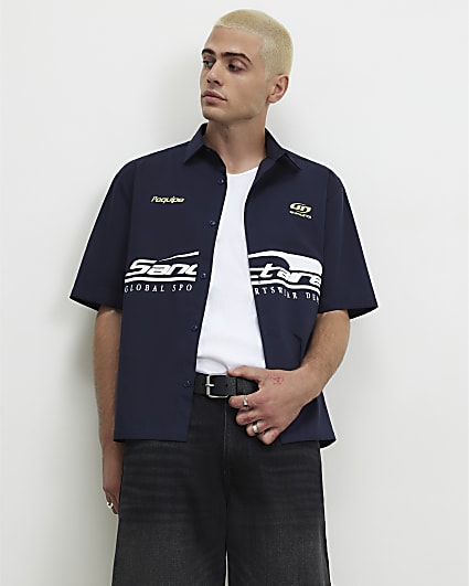 Navy Boxy Fit Sanctaire Shirt