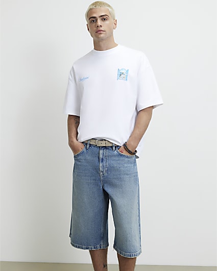 White Oversized Fit Santorini Scenic T-Shirt