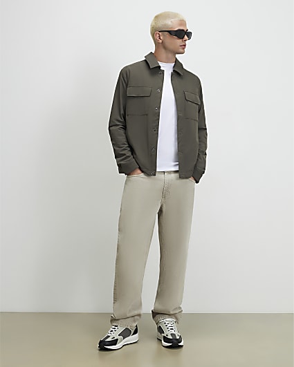 Green Muscle Fit Snap Front Shacket