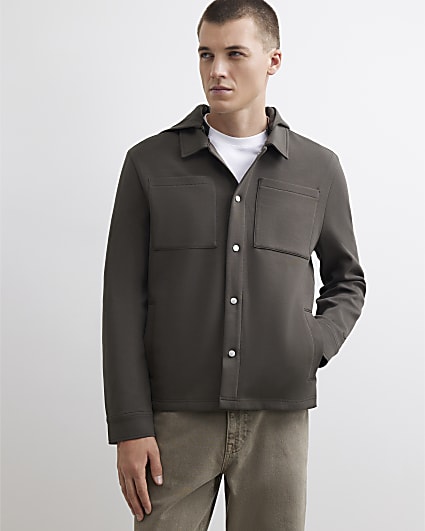 Khaki Premium Slim Fit Hooded Overshirt