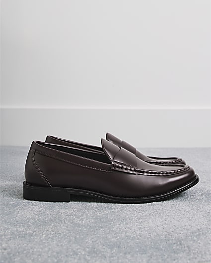 Burgundy Faux Leather Loafers