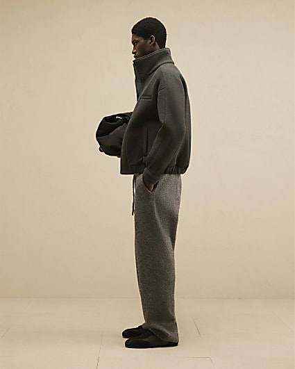 Grey Wide Leg Knit Joggers