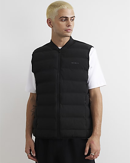 Black Muscle Fit Cotton Gilet