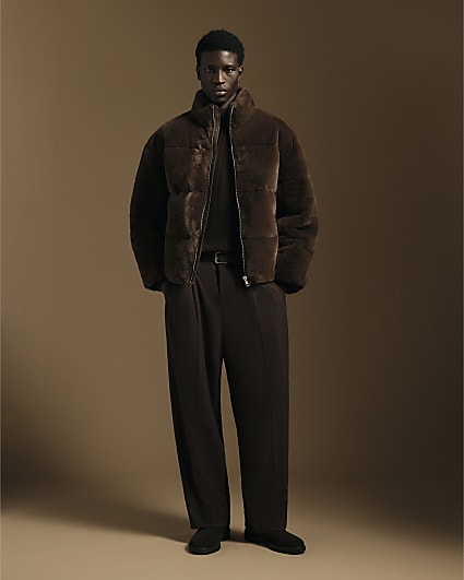 Brown Faux Fur Padded Puffa Jacket