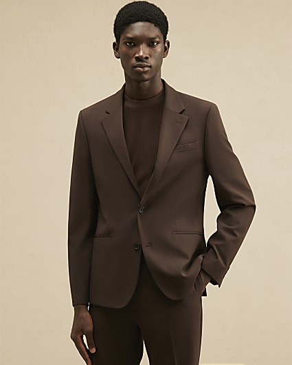 Brown Slim Fit Suit Jacket