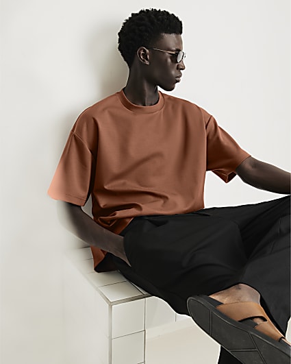 Brown RI Studio Boxy Crew Neck T-Shirt