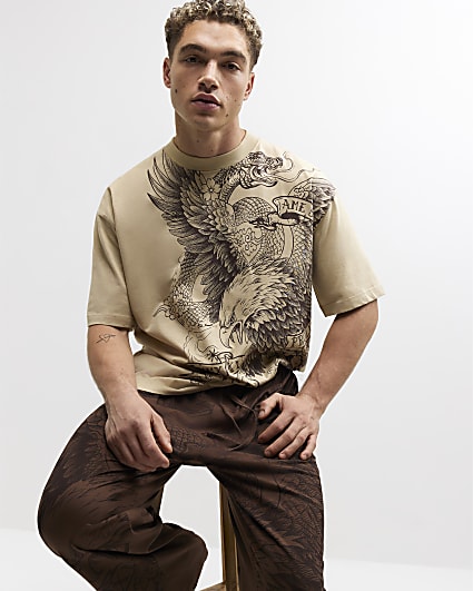 Brown Japanese Print Loungewear Set