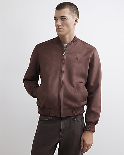Brown Suede Bomber Jacket
