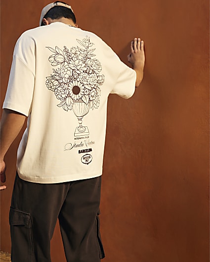 White Cotton Floral Vase T-Shirt